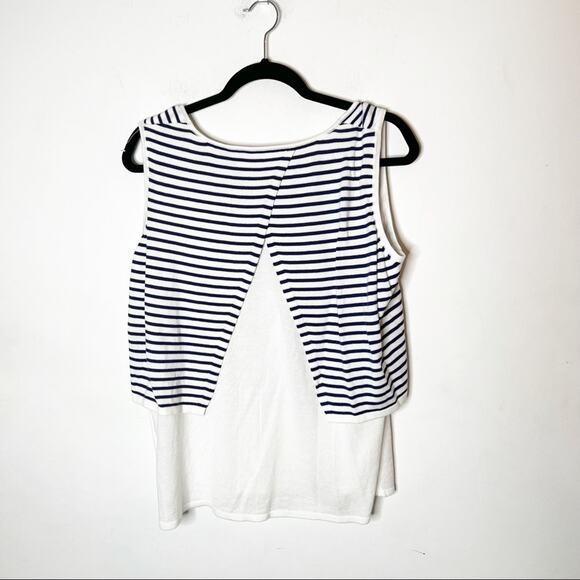 NWT Evolution by Cyrus Sleeveless Medieval/White Stripe Top SZ L - Picture 4 of 8